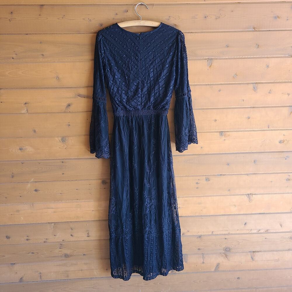 Soft Surroundings Yasmin Lace Dress NWT Black Whimsigoth Gothic Embroidered Boho - Picture 5 of 5